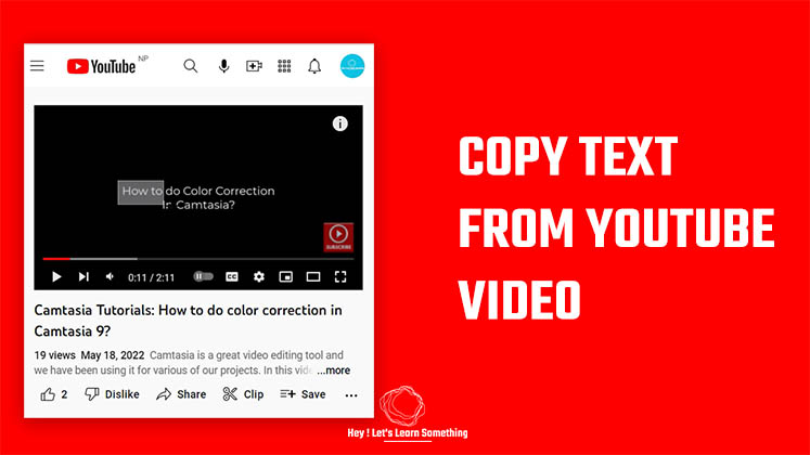 copy text from youtube video extension