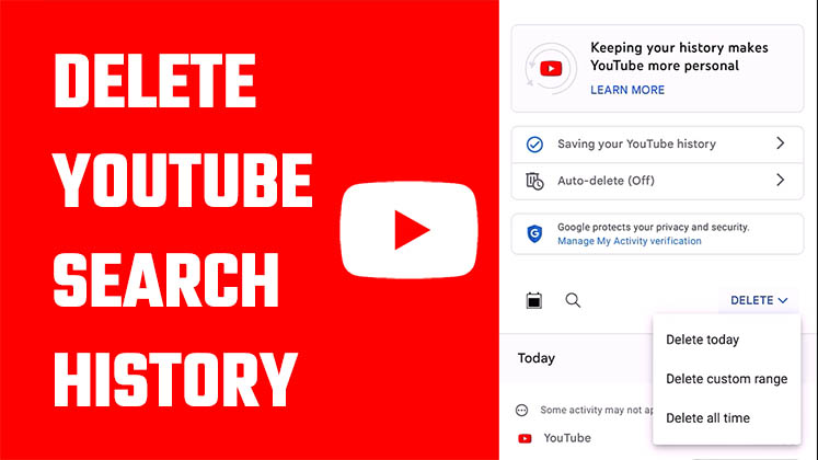 Clear or delete youtube search history
