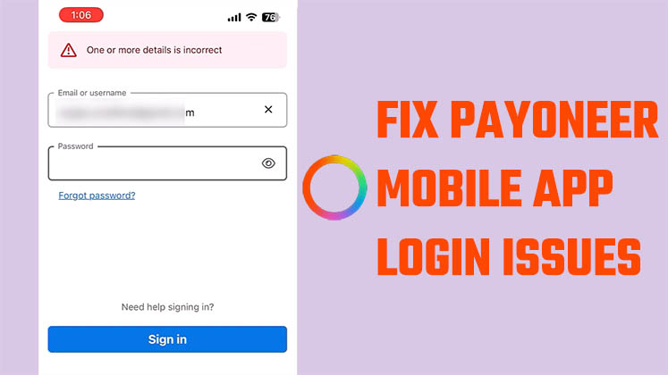 Fix Payoneer Mobile App Login Issues