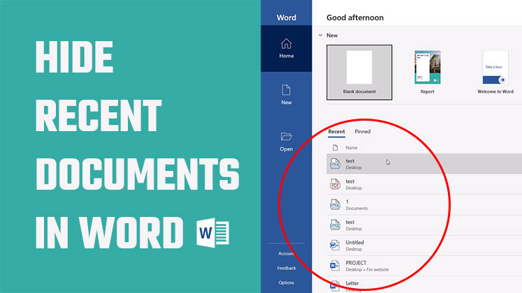 Hide RECENT DOCUMENTS in Microsoft WORD