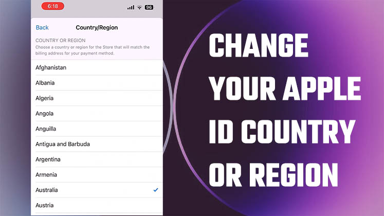 Change Apple id Country or Regions