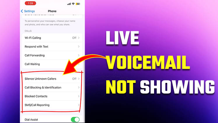 Live Voicemail not showing