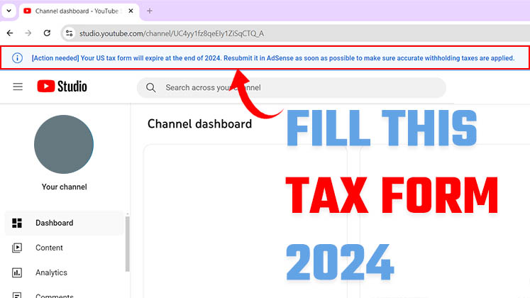 fill W-8BEN YouTube tax form 2024