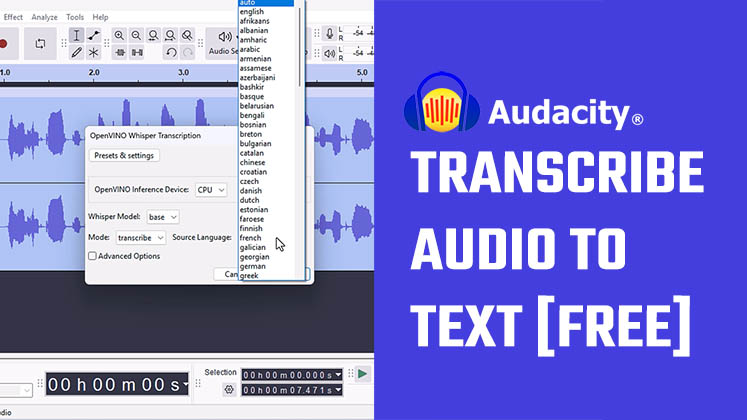 Audacity transcribe Audio to text