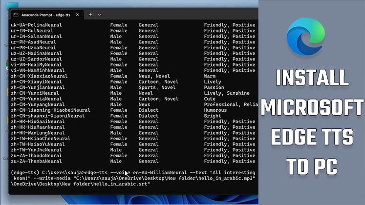 Microsoft Edge TTS - PC