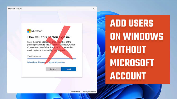Add Users on Windows Without Microsoft Account