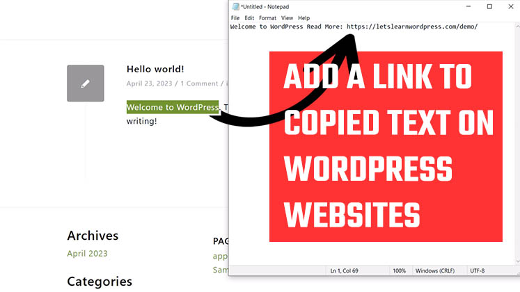 Add Link to Copied Text on WordPress Websites