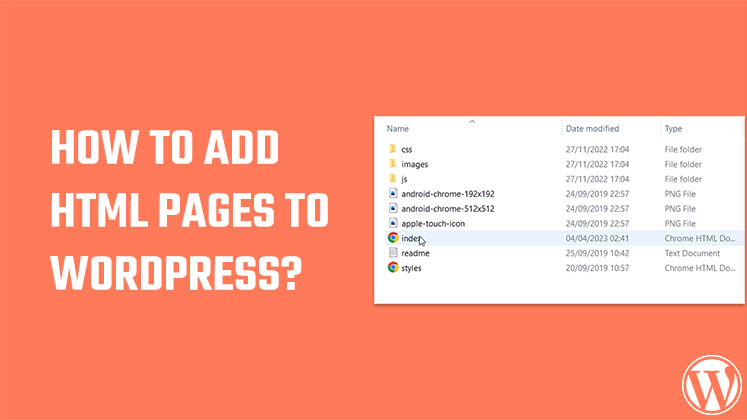 add HTML page to WordPress