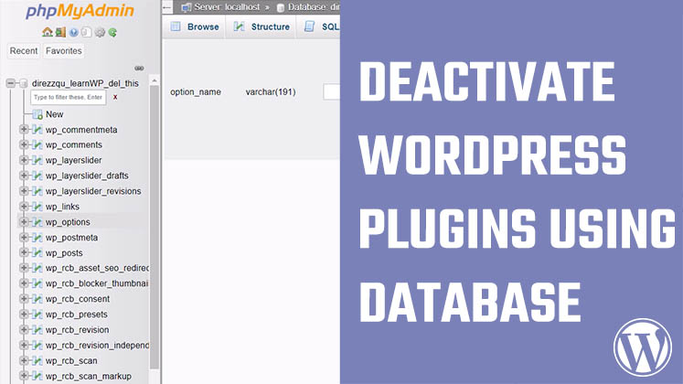 Deactivate WordPress plugins using database