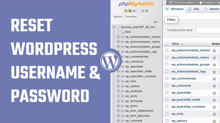 Reset WordPress Username and Password Using the Database