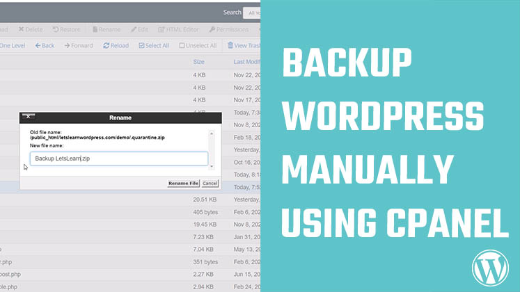 Manually Backup WordPress websites